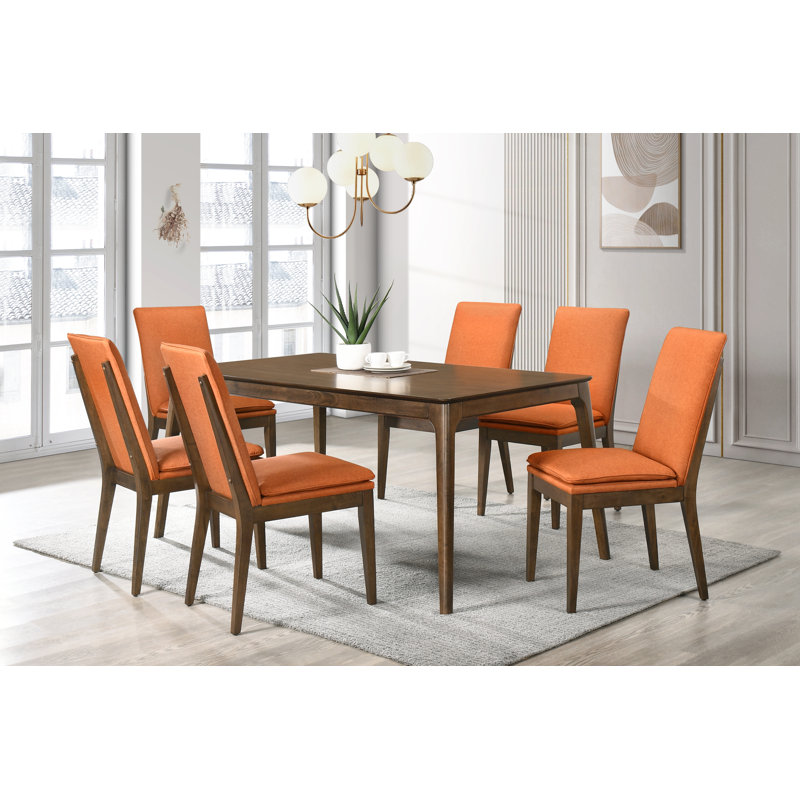  Ensemble de salle à manger Carlyssia, Orange, 7 Pieces: Table, 6 Chairs