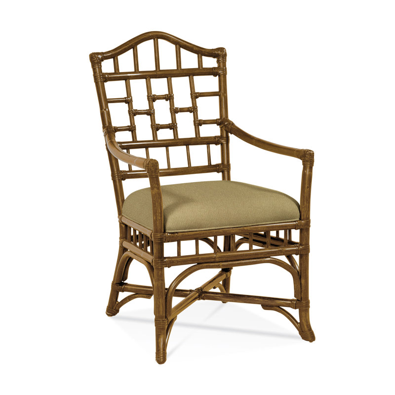 Chippendale Upholstered Arm Chair, Havana, White Textured Performance; 0865-91