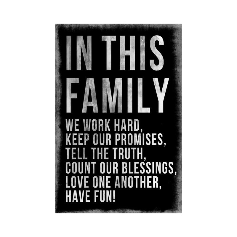 Family Rules Chalkboard - Wrapped Canvas Print, 152.5 cm H x 101.5 cm W