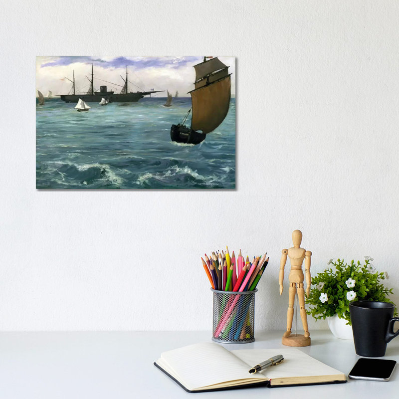 The Kearsarge at Boulogne by Edouard Manet - 1 Piece Wrapped Canvas Painting, 20.32 cm H x 30.48 cm W
