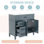 Élégant meuble-lavabo bleu de 36 po avec noyau en bois massif, extérieur, lavabo encastré en céramique, une armoire, deux tiroirs, système de tiroir à glissière et rangement avec base, panneaux, métal encastré