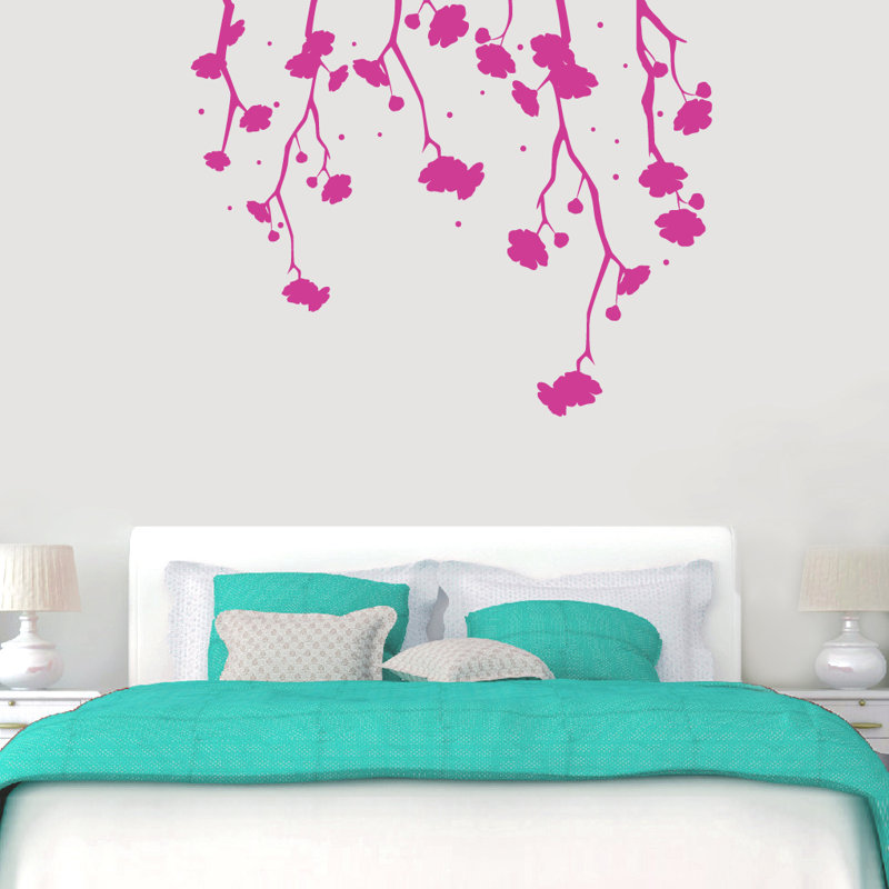 Plants & Flowers Non-Wall Damaging Wall Decal, Hot Pink