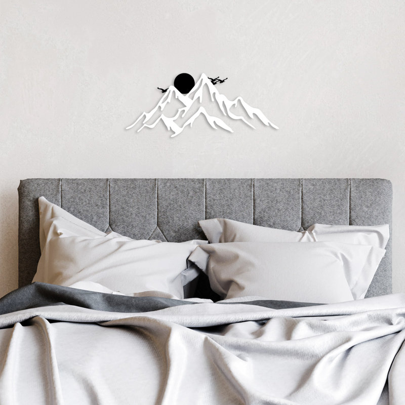 Elegant Decorative Metal Wall Accessory, White, 19.7 x 8.3 inches | 100% Metal, Thickness: 0.06 inches | Easy Wall Hanging with Back Mount | Stylish Home Decor for Living Room, Bedroom & Office