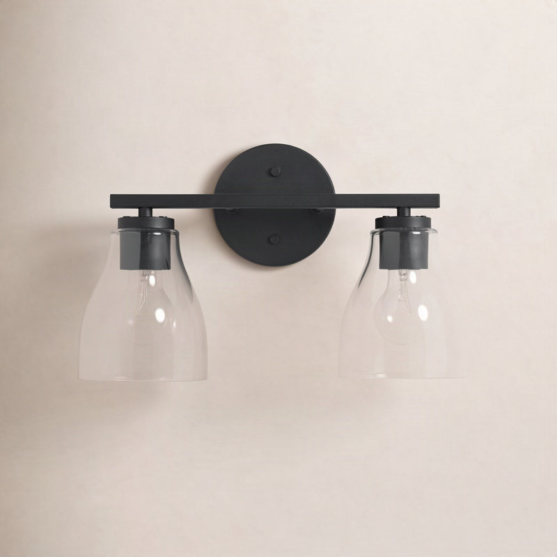 Éclairage pour meuble-lavabo à intensité variable Keston, 10" H x 15" W x 6.5" D, Noir mat, Deux lumières