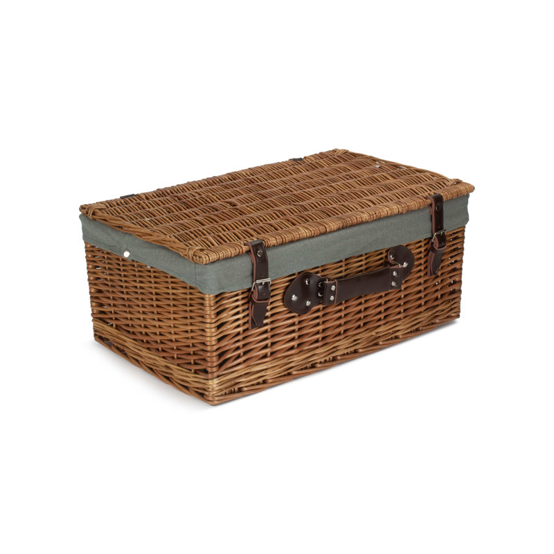 Wicker Basket with Lining, Double Steamed Hamper/Grey Lining