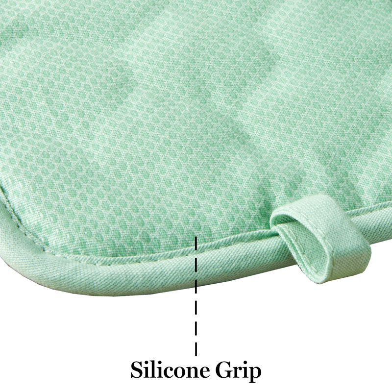 Mint Green Silicone Grip Cotton Pot Holder Set, 2-Pack