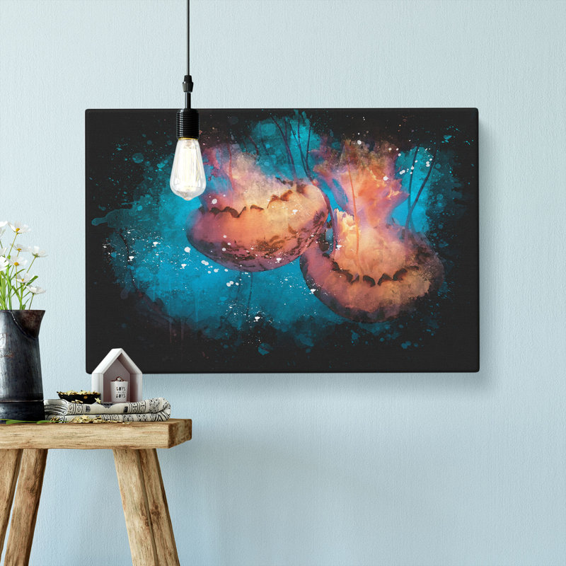 Pink Jellyfish Abstract - Wrapped Canvas, 60cm H x 91cm W x 3cm D