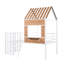 Lit mezzanine simple en métal blanc avec. Structure stable, capacité de 300 lb. Maison en forme de maison pour le plaisir. Barrières de sécurité. L 78,1 po x l 41 po x H 76,5 po. Lit requis pour l'assemblage, blanc. Toit à portique élevé et fenêtre. Semi-fermé-1983602856