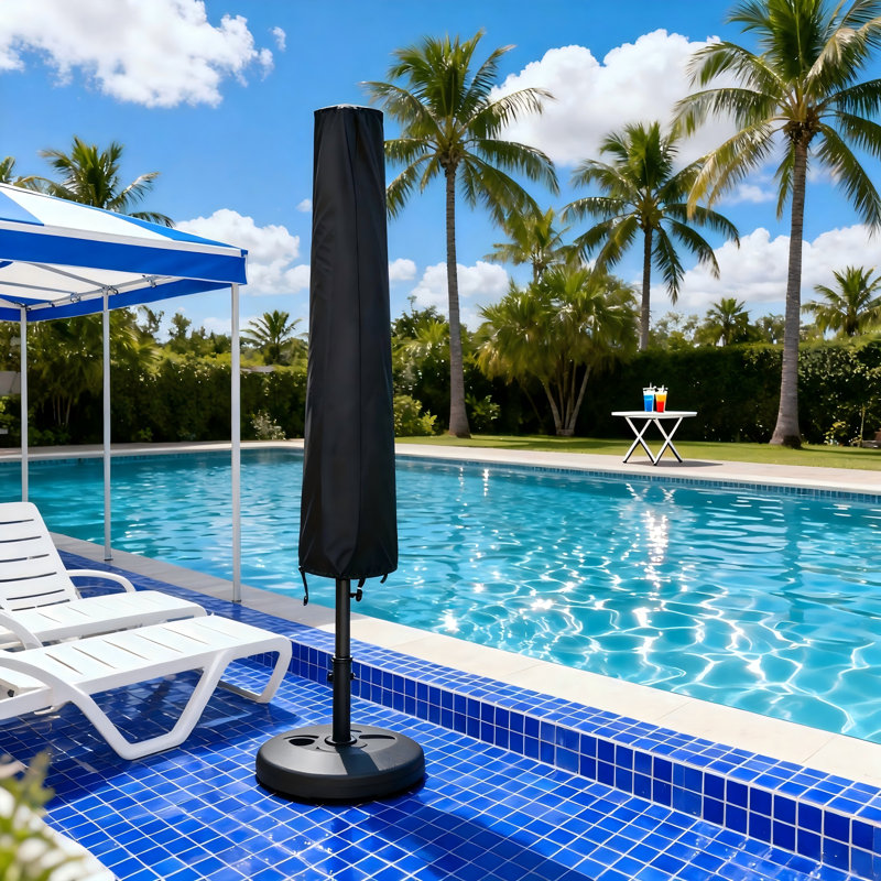 Waterproof Market Umbrella Cover, Fits 6–9 ft Patio Umbrellas, 1-Pack, (Black), Black