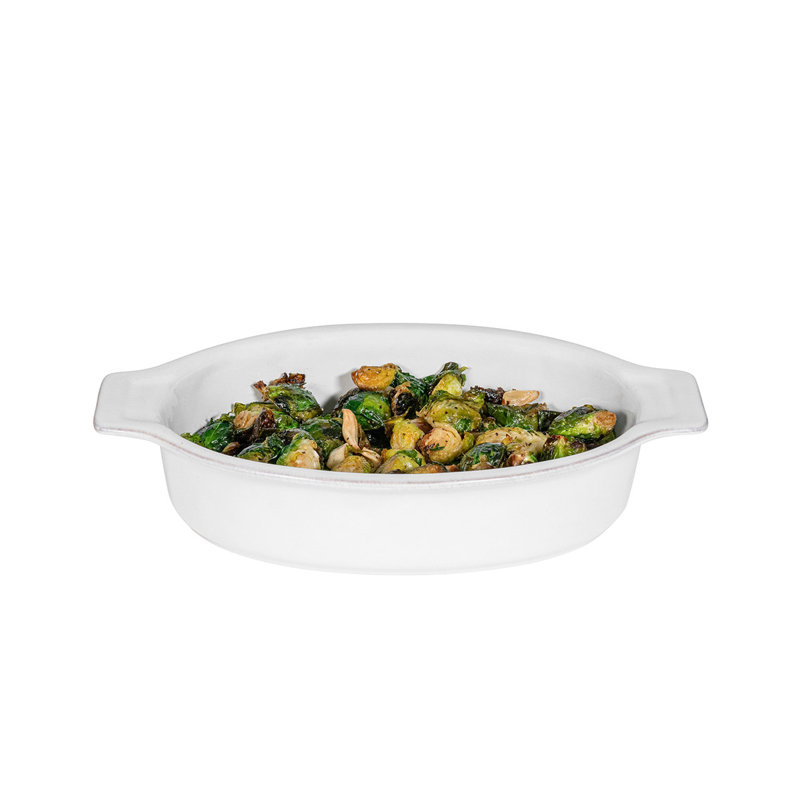 Whitewash Ceramic Oval Baker 12.5"