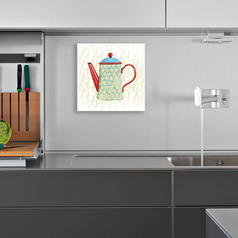 «Sweet Teapot VI» par Grace Popp, art mural en verre acrylique, H 12 po x l 12 po x P 0,13 po