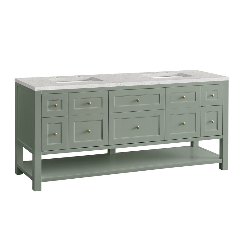 Breckenridge 72'' W Double Vanity, 8" Widespread, Smokey Celadon, Eternal Jasmine Pearl
