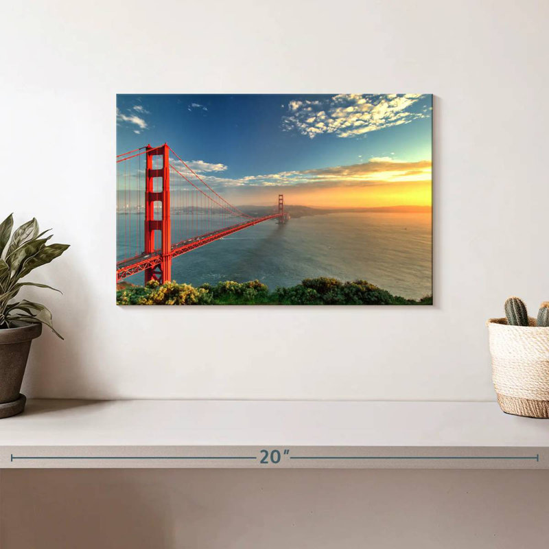 Lilie Golden Gate Bridge, coucher de soleil, H 8 po x l 12 po