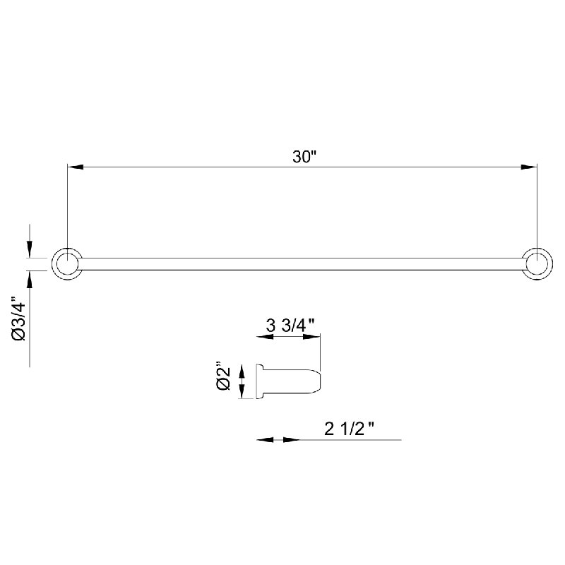 Holborn™ 18" Towel Bar, Polished Nickel, 2" H x 30" L x 3.75" D