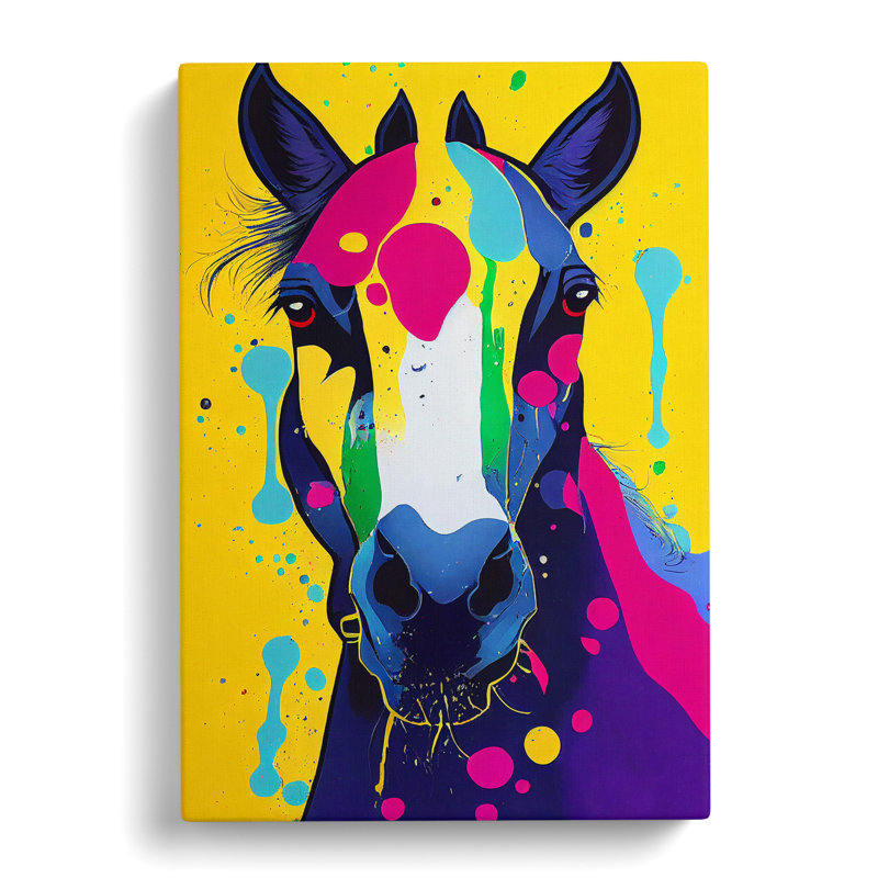 Paint Splash Horse No.4 Abstract - Wrapped Canvas, 76cm H x 50cm W x 3cm D