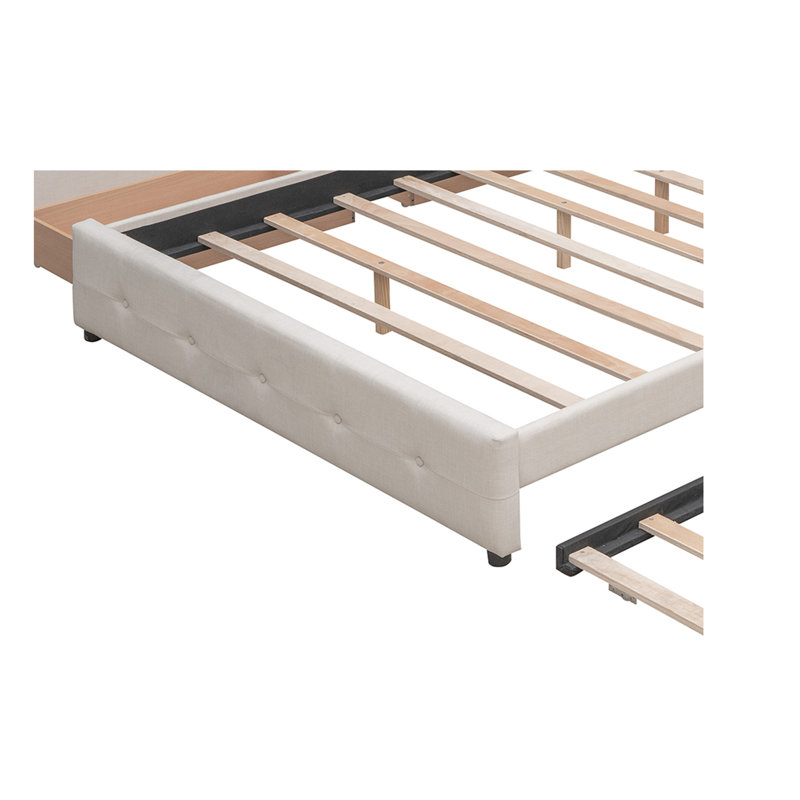 Mirre Upholstered Platform Storage Bed, Beige