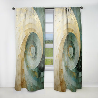 Raisa Beige Minimalism Spiral Potteries - Modern Curtain - Velvet Room Darkening - 1 Panel
