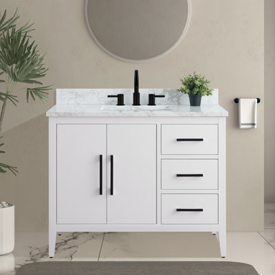 Meuble-lavabo simple 42 po avec plateau en marbre