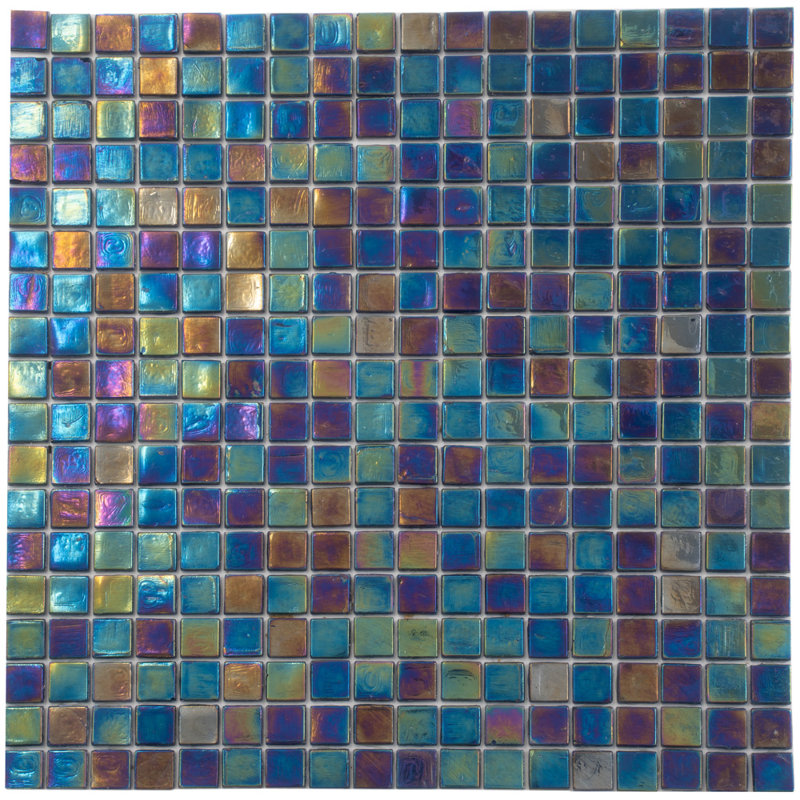  Skosh 11.6 in. x 11.6 in. Glossy Dark Shimmer Multi Blue Glass Mosaic Wall and Floor Tile (18.69 sq. ft./case) (20-pack) 
