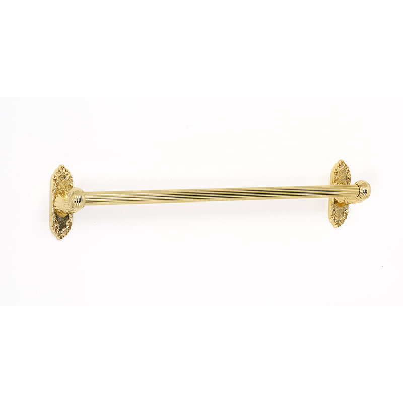Ribbon And Reed Wall Mounted Towel Bar, Polished Brass