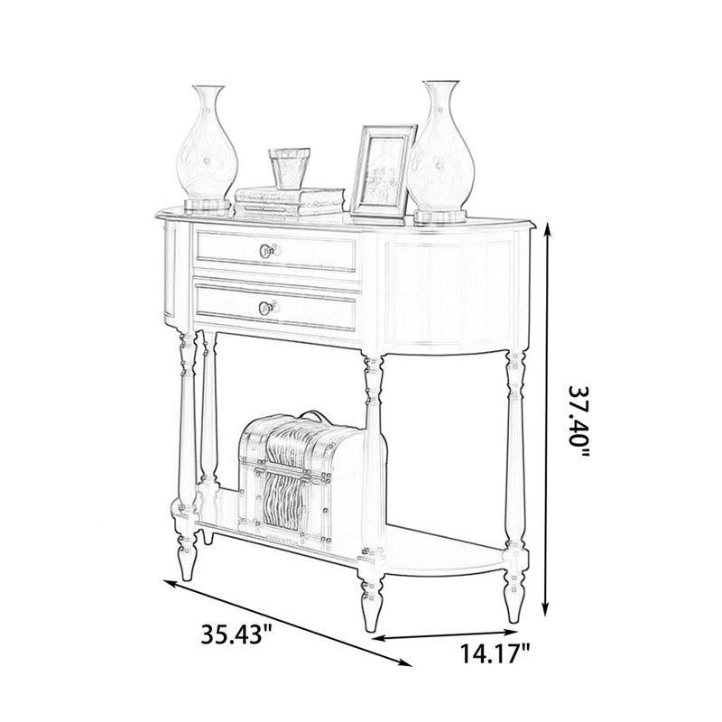 Console blanche en bois massif, 37.4" H x 35.43" W x 14.17" D