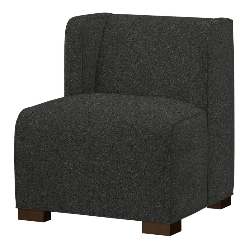 Joan Linen Boucle Slipcovered Chair, Rise Charcoal (Performance fabric) 1357-95, Expresso