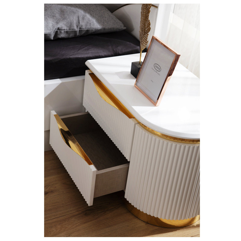 Table de chevet 2 tiroirs, armoire d'appoint