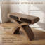 Console à pieds croisés, avec deux tiroirs à poignées, style Mid-Century moderne, table de couloir en panneau de fibres à densité moyenne, console en placage de bois de frêne