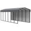 Abri d'auto en acier avec 1 ensemble de parois latérales, 10 x 29 x 9-100015476