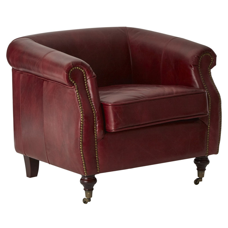 Elliana Leather Club Chair, Red