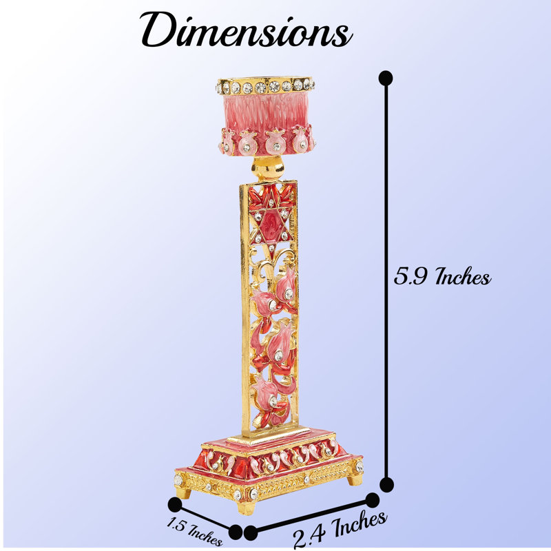 5.9'' H Pewter Tabletop Candlestick, Red