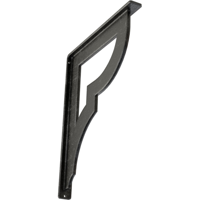 Bradford Wrought Iron Bracket, Antiqued Silver, 15" H x 1.5" W x 12" D