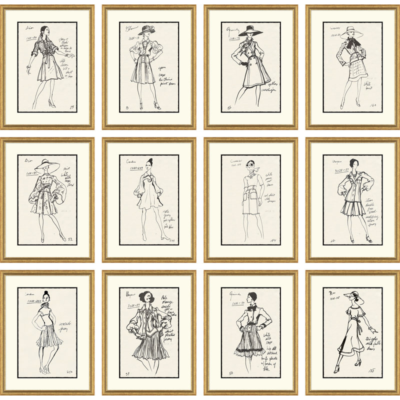 Vintage Fashion Sketches Print by Esther Larson