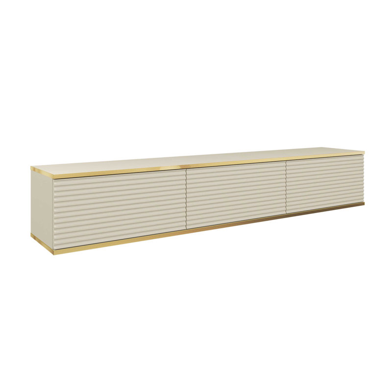Perina TV Stand, 30cm H x 175cm W, Beige/Gold