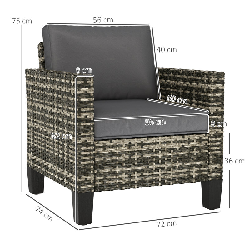 Wicker Outdoor Lounge Chair, Dark Grey