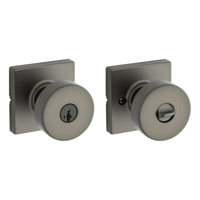 Pismo Square Keyed Entry Door Knob in Gunmetal featuring SmartKey Security