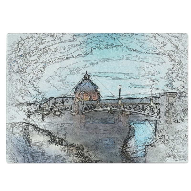 Tempered Glass Saint-Pierre Bridge in Toulouse France Chopping Board, 39 cm W x 28.5 cm L