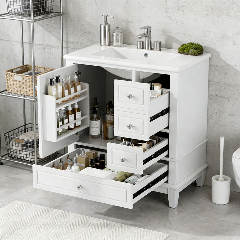 Meuble-lavabo 30 po avec lavabo, Blanc