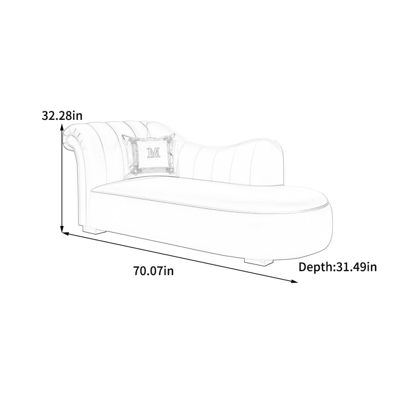 Chaise longue en bois massif de style simple, Gris, Orienté à gauche (vu de face)