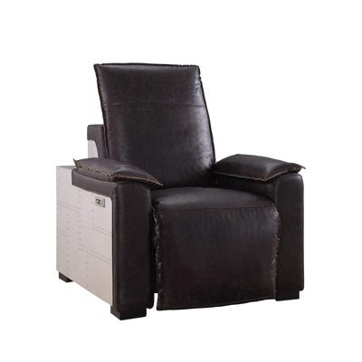 Dark Brown Top Grain Leather & Aluminum Power Motion Recliner