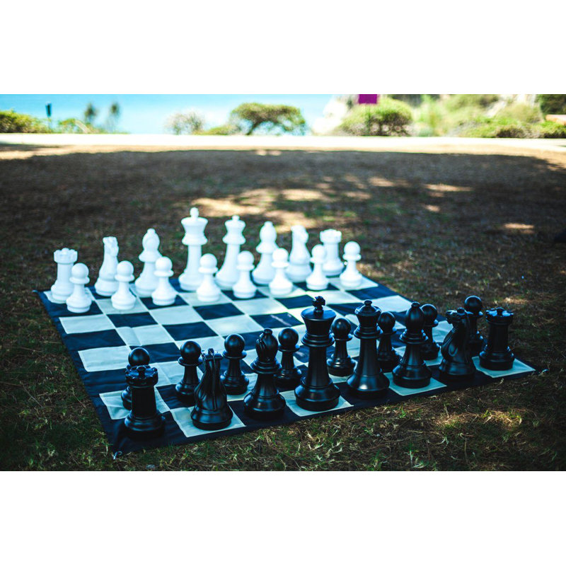 16" Giant Plastic Chess Set with Quick Fold Nylon Board