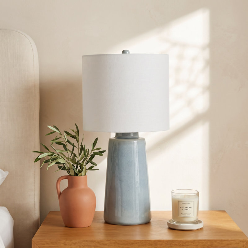 Jathan Table Lamp, Blue Anglia Crackle, 23" H x 11" W x 11" D