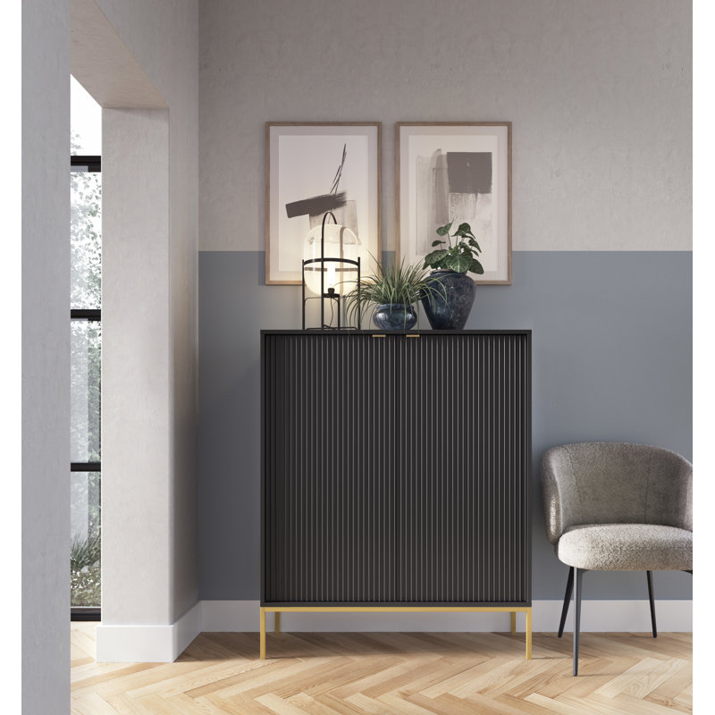 Bernhardine 104cm Sideboard, Black/Golden