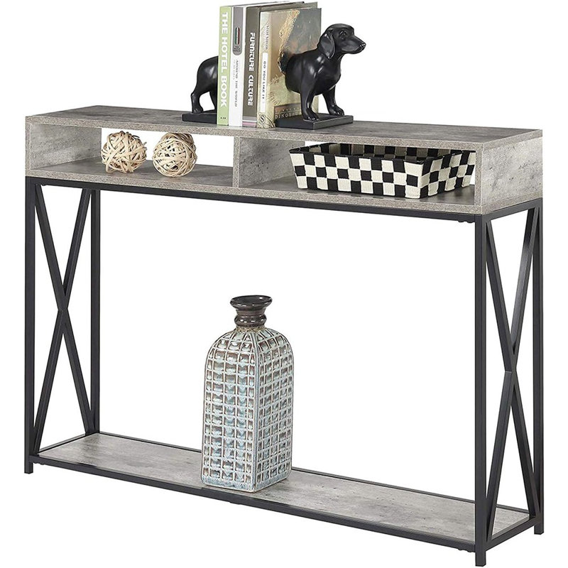 Console avec tablette, faux bouleau / noir