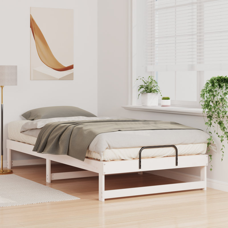 Bed Frame With Carry Handles Solid Pine Wood, Natural, 80 x 213cm