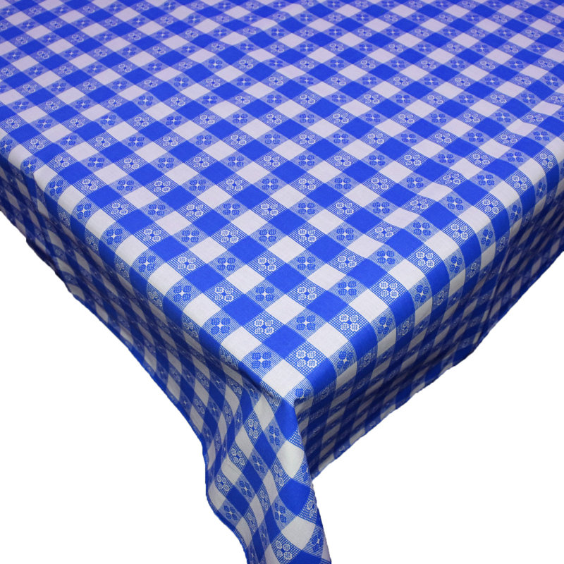 Tavern Checkered Print Tablecloths, Blue, 36" Square