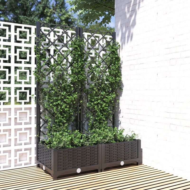 Latitude Run® Garden Planter With Trellis PP, Black, 47.8" H x 31.5" W x 15.7" D, Without Wheels