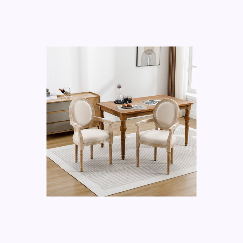Yermolayeva French Style Solid Wood Dining Chair, Beige