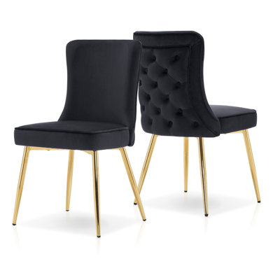 Chaise de salle à manger capitonnée, chaise d'appoint rembourrée avec pieds dorés