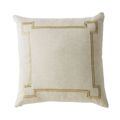 Aria Embroidered Feather Linen Reversible Throw Pillow